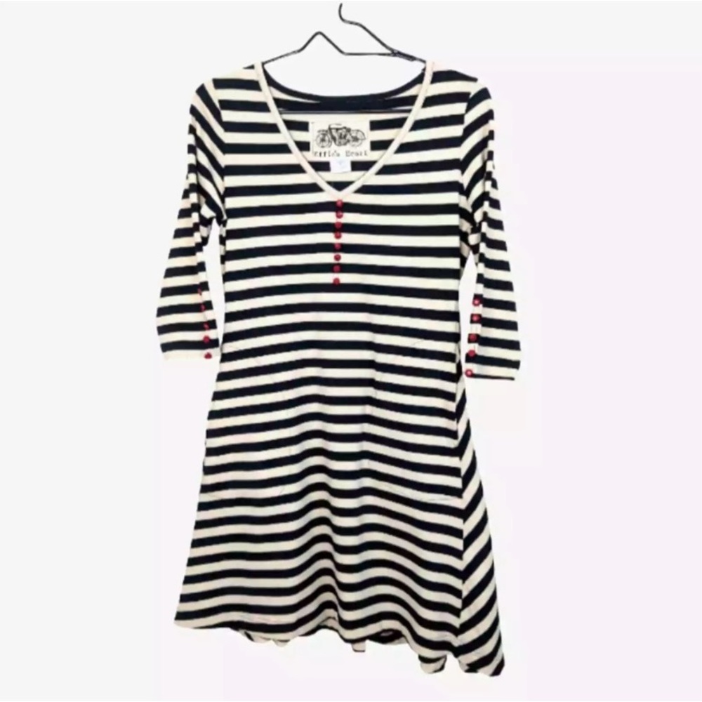 Effie's Heart Esplanade Tunic Paris Black Stripe Short Dress A-Line Medium